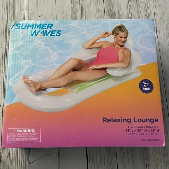 NWT Summer Waves Relaxing Pool Lounge Pool Float • Blue and White Available - Picture 3 of 4
